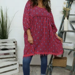 Kadenzia Print Cotton Tunic Hot Pink