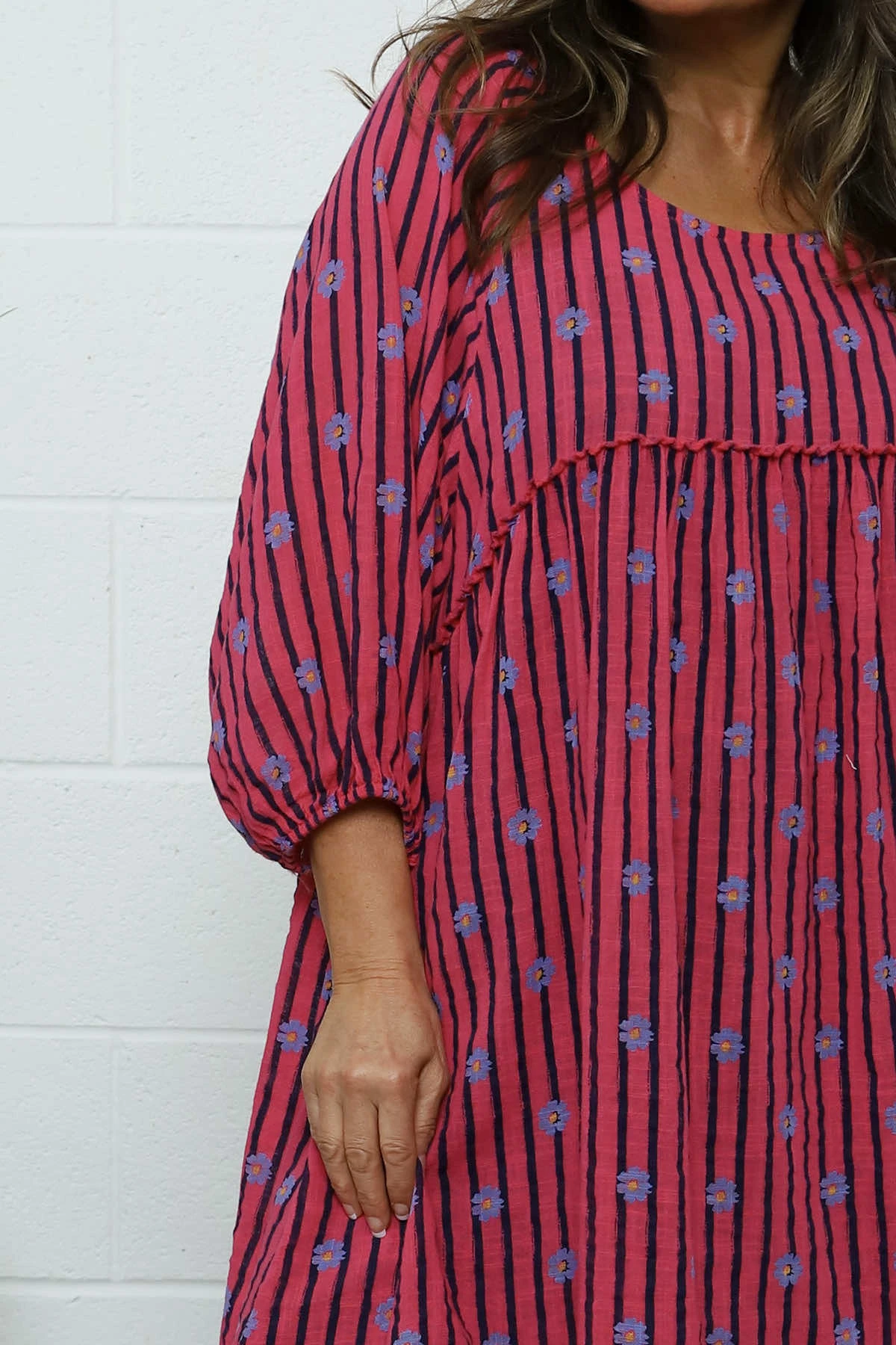 Kadenzia Print Cotton Tunic Hot Pink 5 Kadenzia Print Cotton Tunic Hot Pink - Image 3