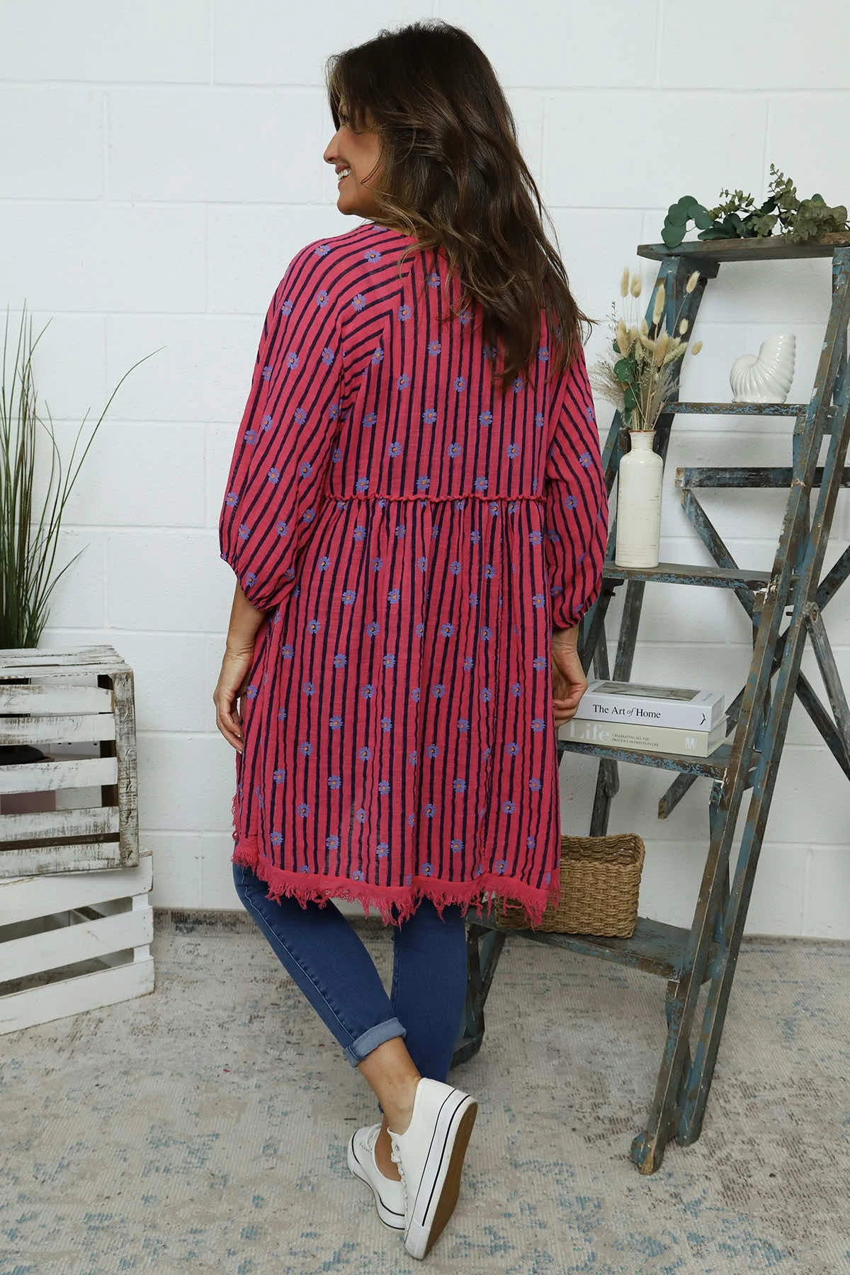 Kadenzia Print Cotton Tunic Hot Pink 6 Kadenzia Print Cotton Tunic Hot Pink - Image 4