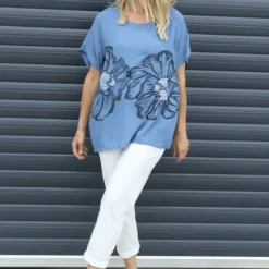 Agnetha Flower Top Blue