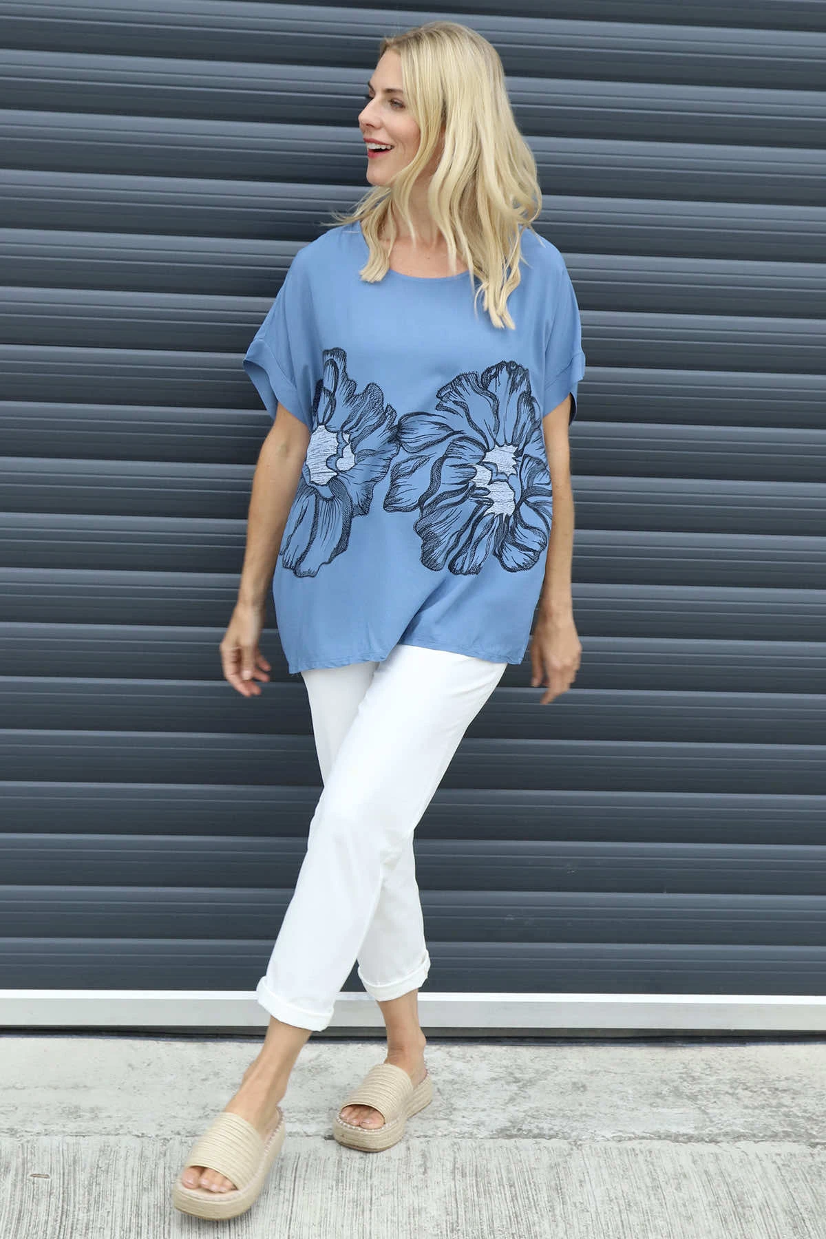 Agnetha Flower Top Blue 3 Agnetha Flower Top Blue
