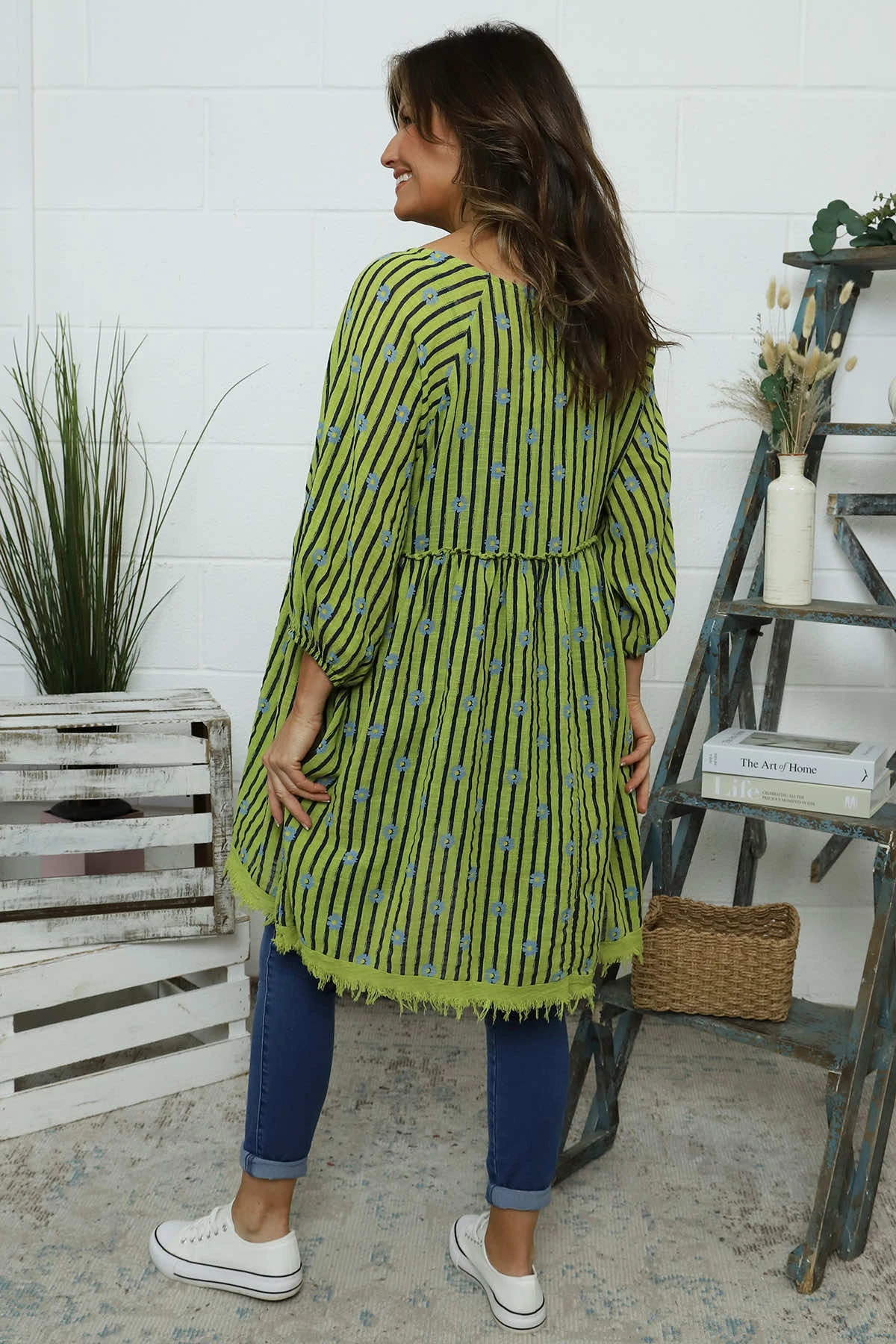 Kadenzia Print Cotton Tunic Green 6 Kadenzia Print Cotton Tunic Green - Image 4