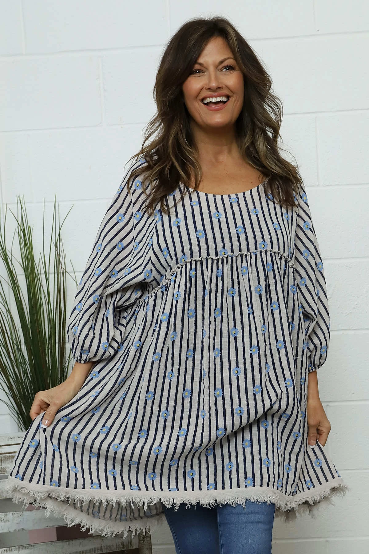 Kadenzia Print Cotton Tunic Stone 4 Kadenzia Print Cotton Tunic Stone - Image 2