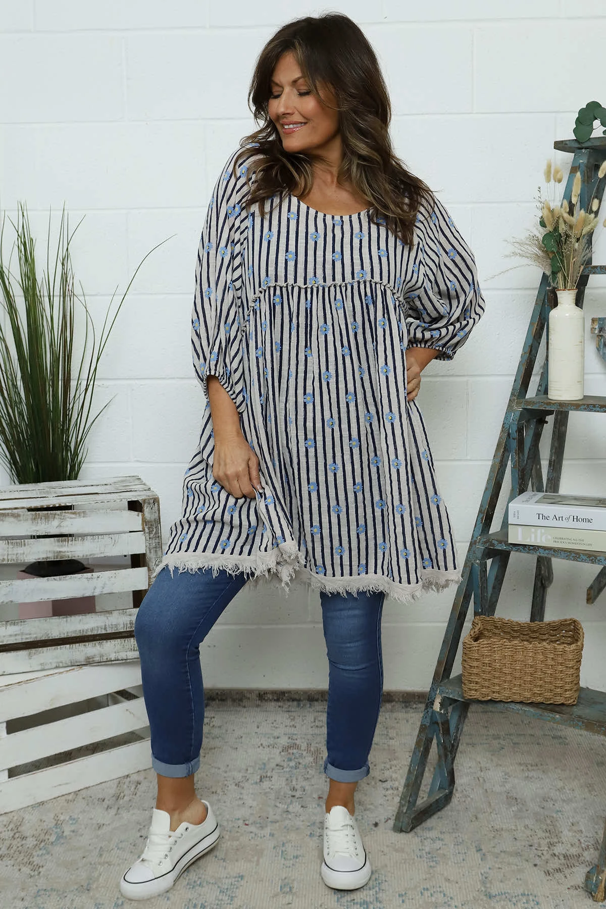 Kadenzia Print Cotton Tunic Stone 3 Kadenzia Print Cotton Tunic Stone