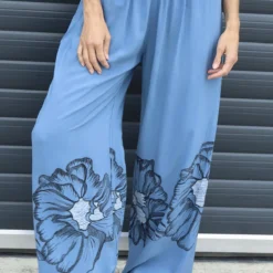 Aksana Flower Wide Leg Trousers Blue 8 Aksana Flower Wide Leg Trousers Blue -Kitandkaboodal Store IMG 1033 4f1b41d8 0dc3 46ff ad10 d782940a7230