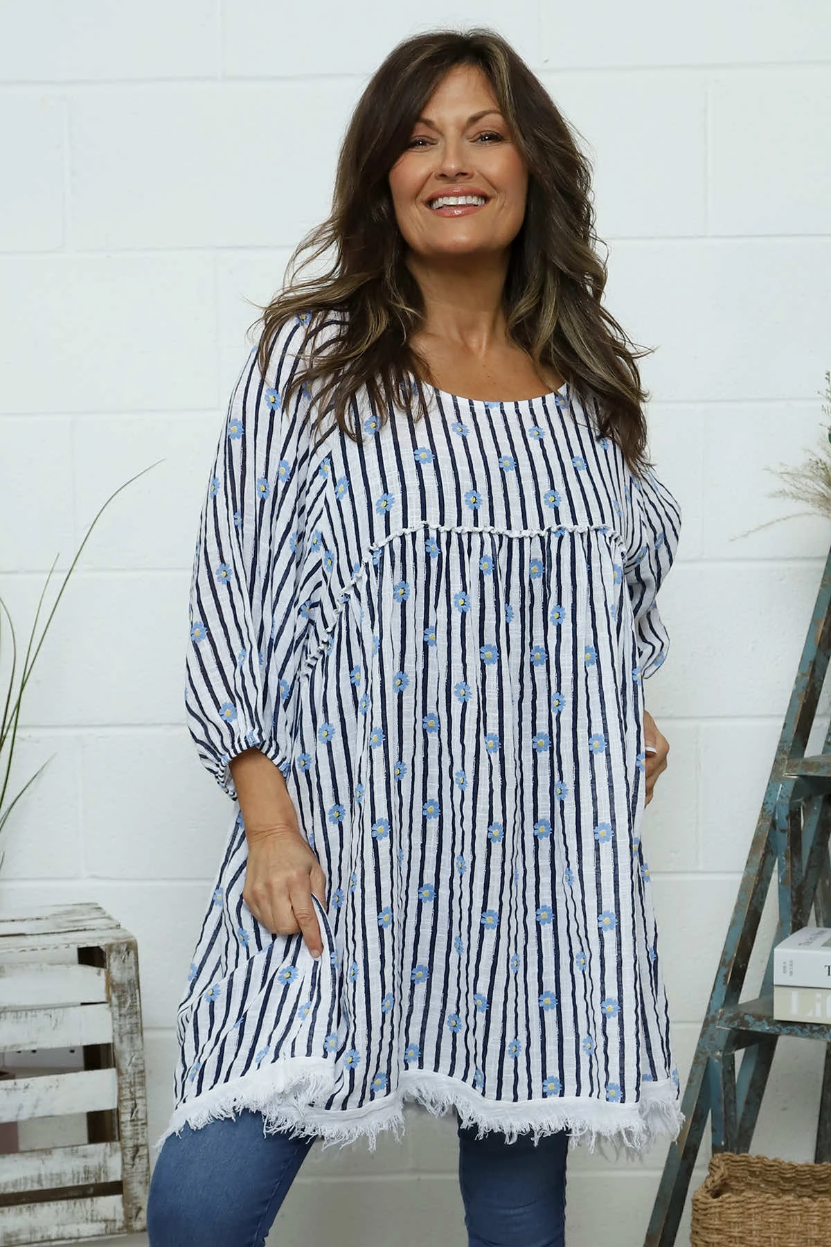 Kadenzia Print Cotton Tunic White 4 Kadenzia Print Cotton Tunic White - Image 2