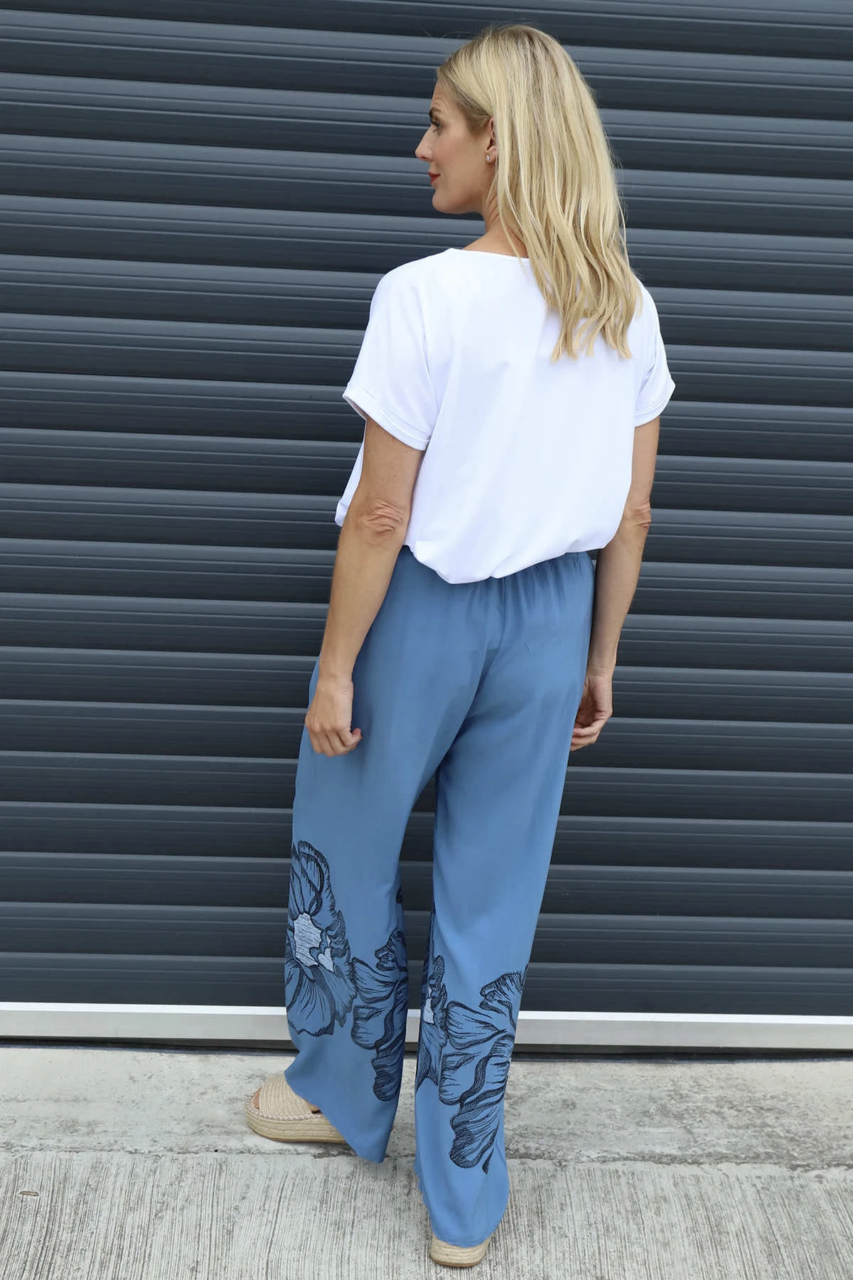 Aksana Flower Wide Leg Trousers Blue 6 Aksana Flower Wide Leg Trousers Blue - Image 4