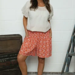 Kyler Ditsy Print Shorts Orange