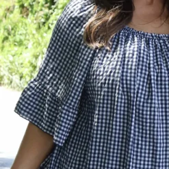 Fabiola Gingham Bardot Dress Navy -Kitandkaboodal Store IMG 1057 c5fb50cc a60c 4ebf 9c06 42922880d6e9