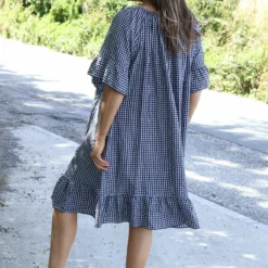 Fabiola Gingham Bardot Dress Navy -Kitandkaboodal Store IMG 1062 e07bae67 01ae 4119 8d6b abc9a2723a49
