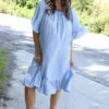 Fabiola Gingham Bardot Dress Powder Blue 2 Fabiola Gingham Bardot Dress Powder Blue -Kitandkaboodal Store IMG 1069 a2deeefc 36bb 4e78 a70c d6b09490c898