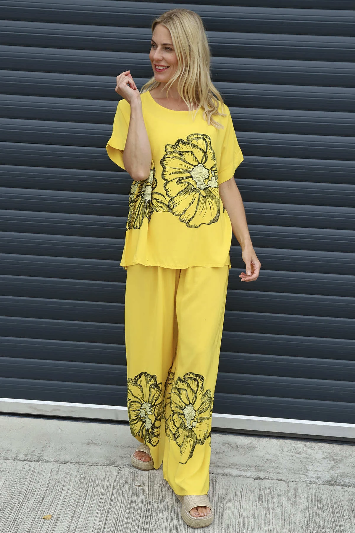 Aksana Flower Wide Leg Trousers Yellow 4 Aksana Flower Wide Leg Trousers Yellow - Image 2