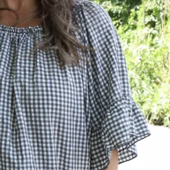 Fabiola Gingham Bardot Dress Cocoa 8 Fabiola Gingham Bardot Dress Cocoa -Kitandkaboodal Store IMG 1101 60be6da7 bfb7 4dbc 925d 0c406a63eee9