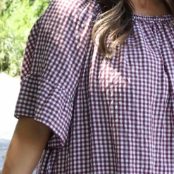 Fabiola Gingham Bardot Dress Burgundy 8 Fabiola Gingham Bardot Dress Burgundy -Kitandkaboodal Store IMG 1122 45b35e6e 8a71 444f 9b39 98b43364c0ce