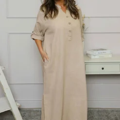 Tiana Linen Dress Camel