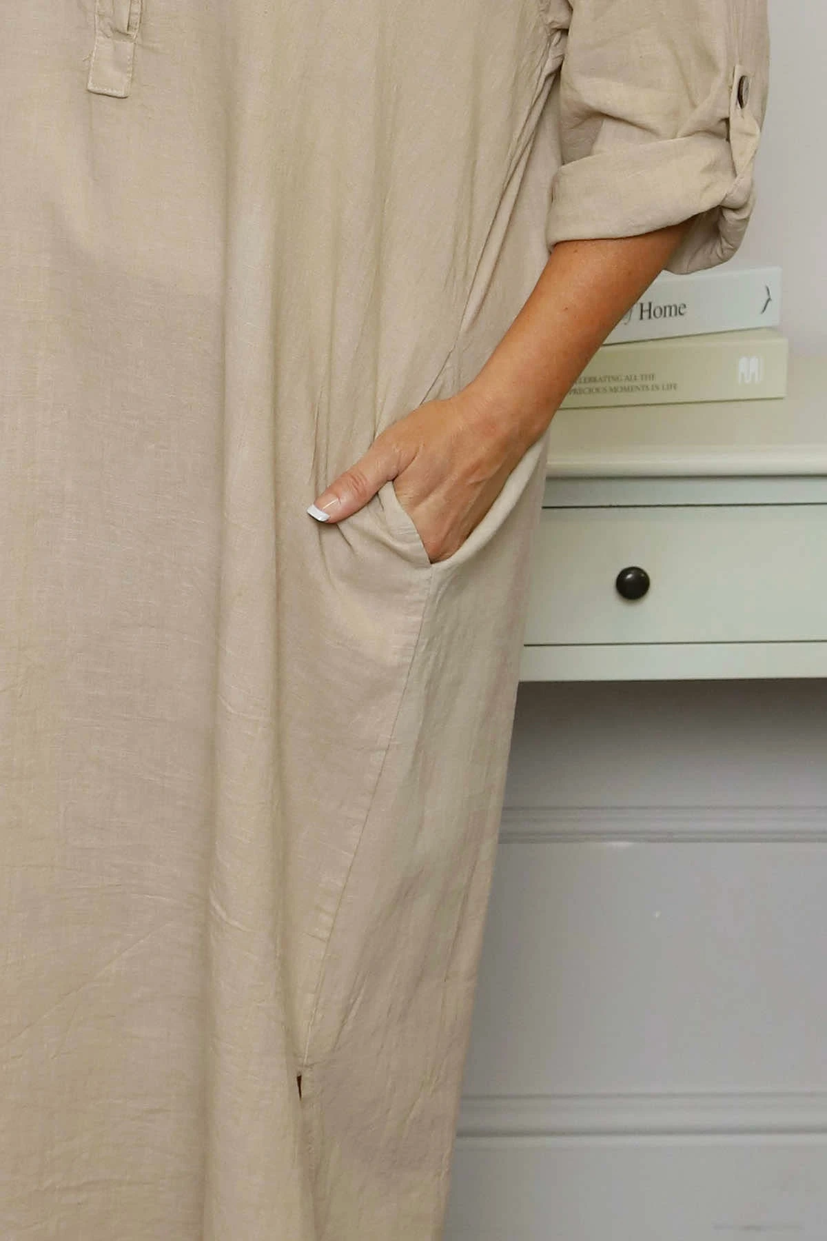 Tiana Linen Dress Camel 5 Tiana Linen Dress Camel - Image 3