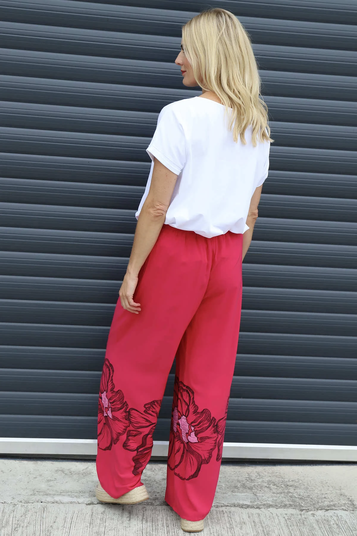 Aksana Flower Wide Leg Trousers Hot Pink 6 Aksana Flower Wide Leg Trousers Hot Pink - Image 4