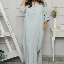 Tiana Linen Dress Grey