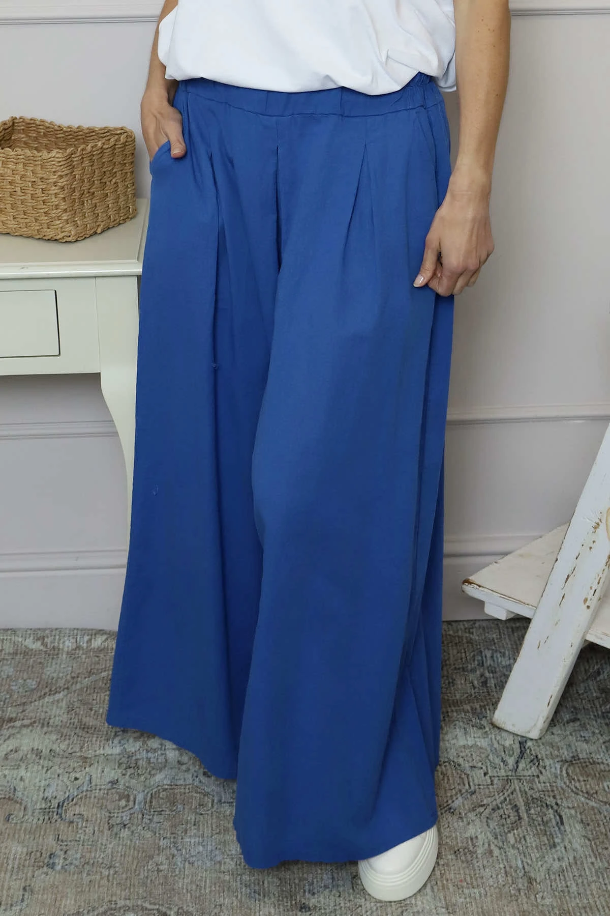 Trish Wide Leg Linen Trousers Cobalt 4 Trish Wide Leg Linen Trousers Cobalt - Image 2