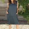 Romola Sleeveless Cotton Dress Charcoal 2 Romola Sleeveless Cotton Dress Charcoal -Kitandkaboodal Store IMG 1161 26e54393 e39f 476f 9793 a1104fdd31ae
