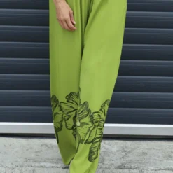 Aksana Flower Wide Leg Trousers Olive 8 Aksana Flower Wide Leg Trousers Olive -Kitandkaboodal Store IMG 1172 13005b74 dcb4 46dc aaae e226cdf6f460