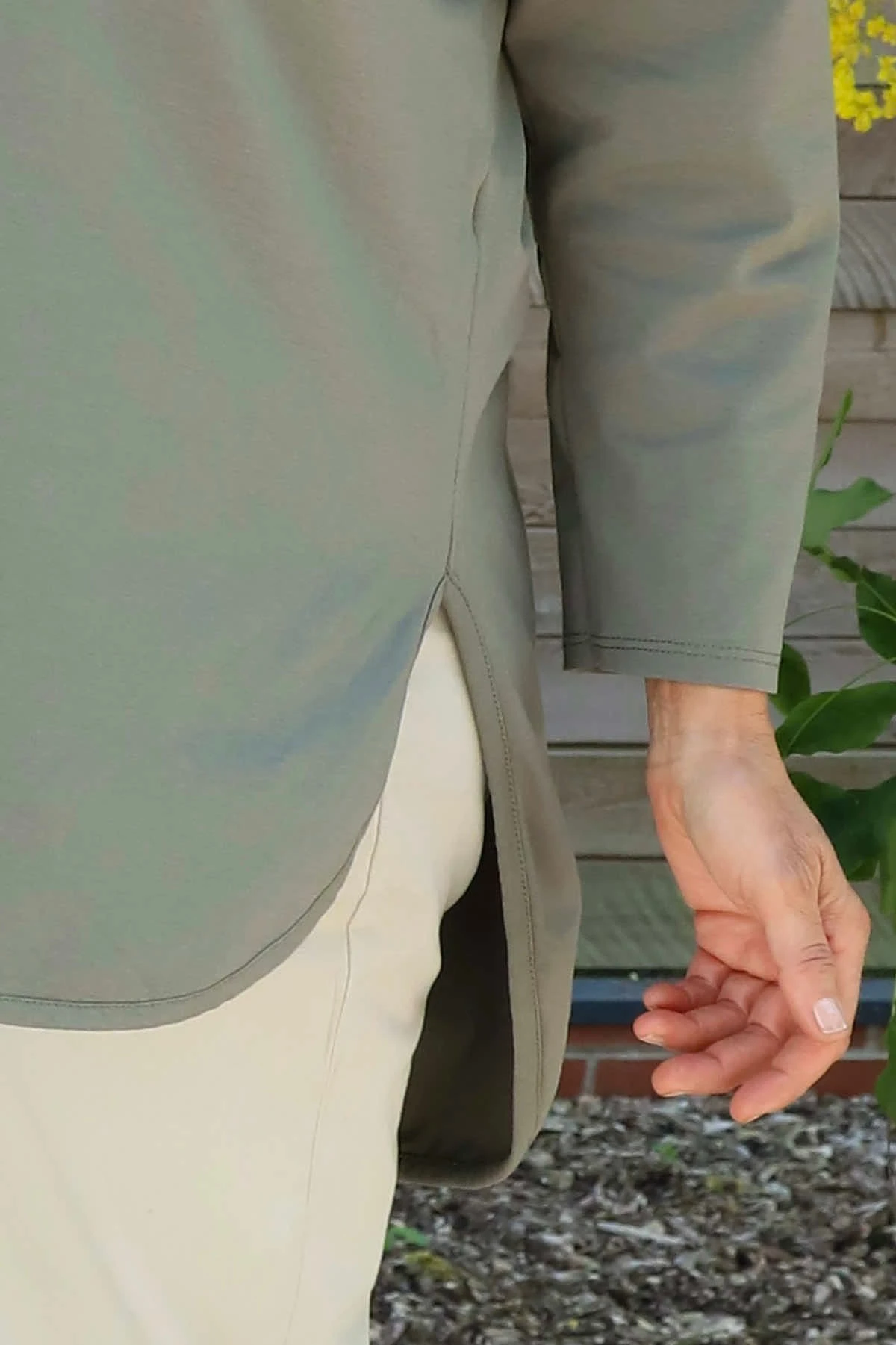 Abira V-Neck Cotton Top Khaki 5 Abira V-Neck Cotton Top Khaki - Image 3