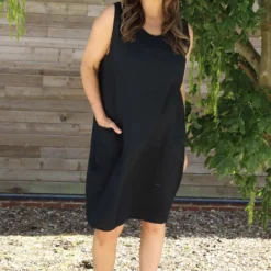 Romola Sleeveless Cotton Dress Black