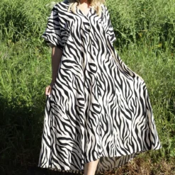 Andra Print V-Neck Dress Stone