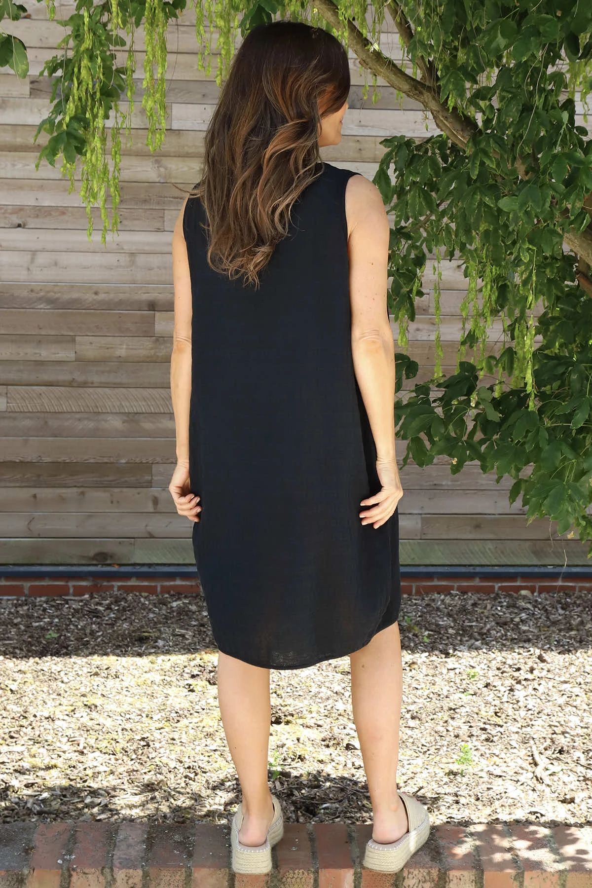 Romola Sleeveless Cotton Dress Black 6 Romola Sleeveless Cotton Dress Black - Image 4