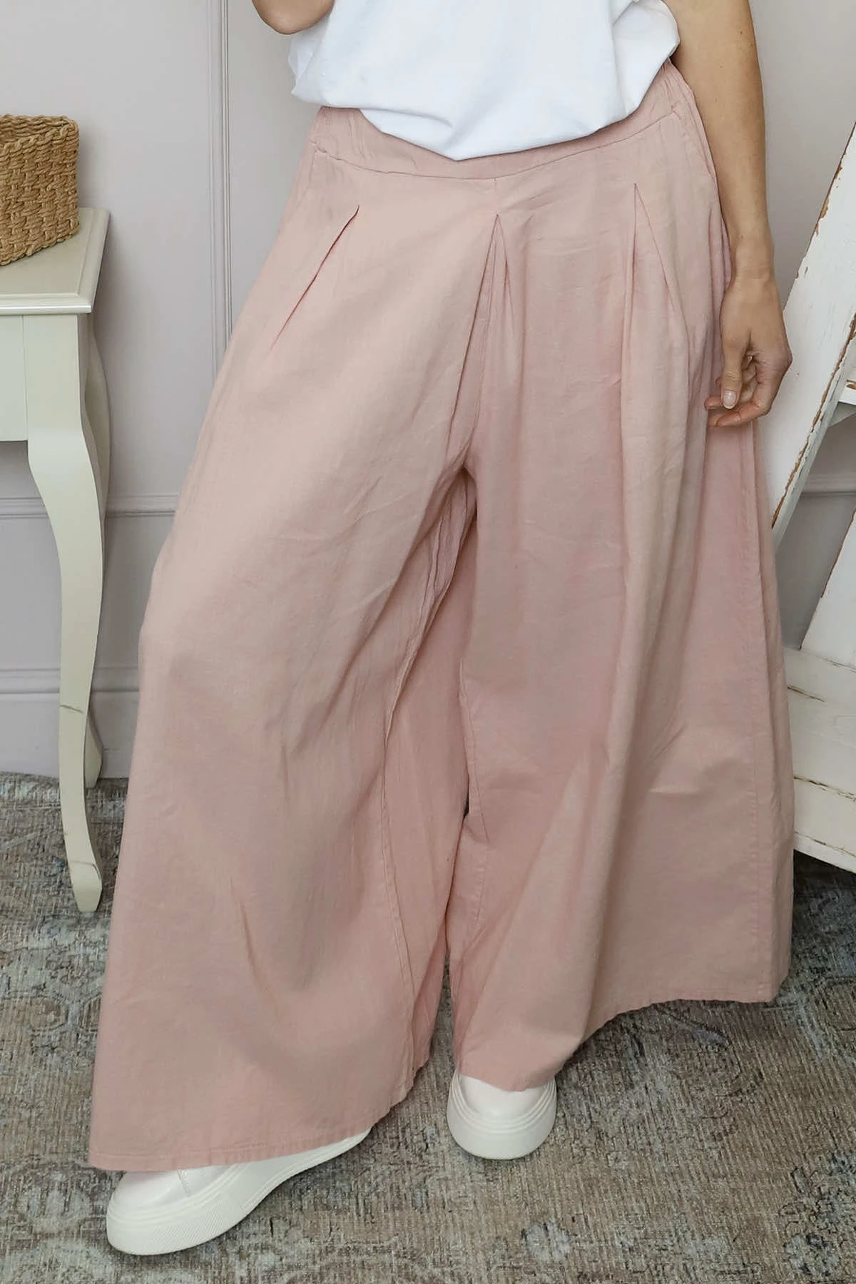 Trish Wide Leg Linen Trousers Pink 5 Trish Wide Leg Linen Trousers Pink - Image 3