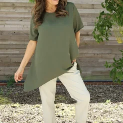 Loreleigh Dipped Side Top Khaki