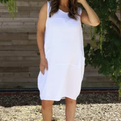 Romola Sleeveless Cotton Dress White