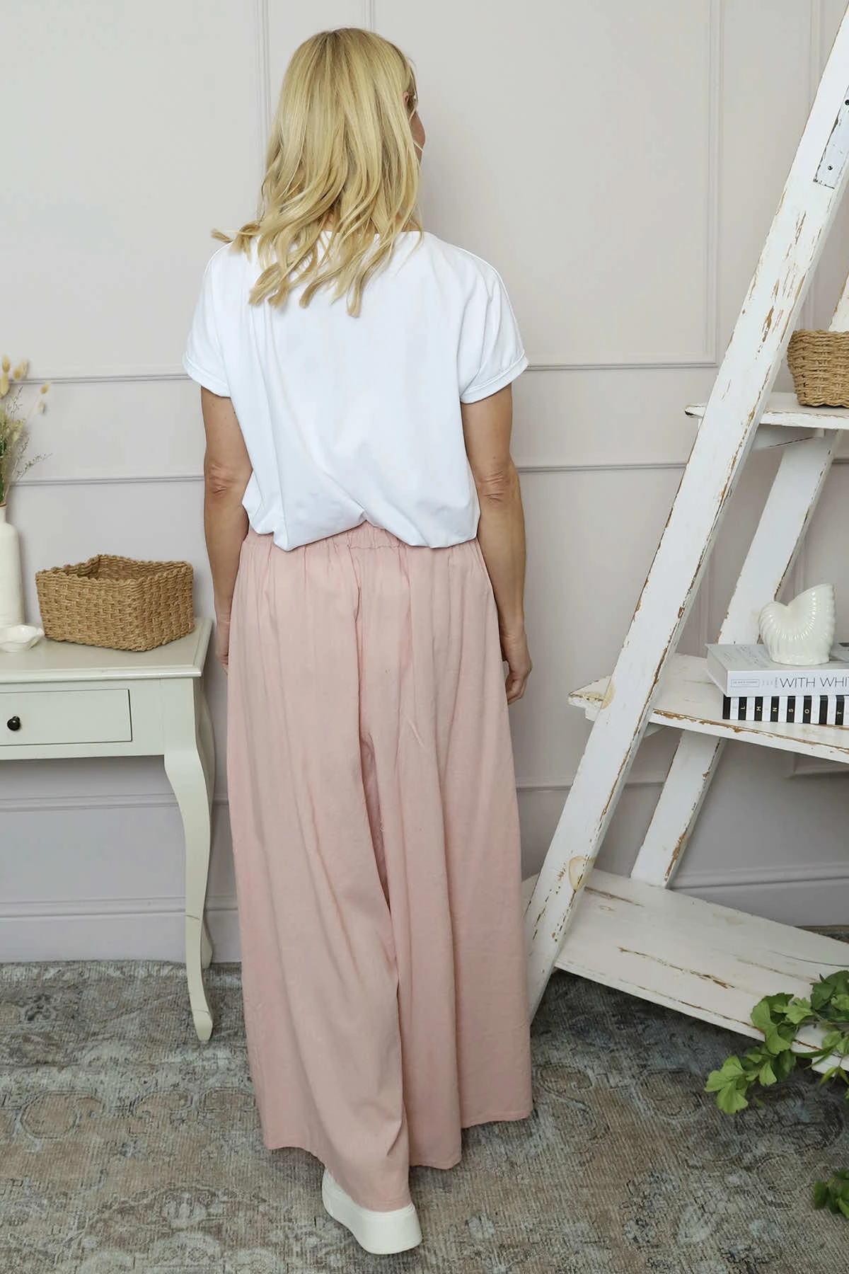 Trish Wide Leg Linen Trousers Pink 6 Trish Wide Leg Linen Trousers Pink - Image 4