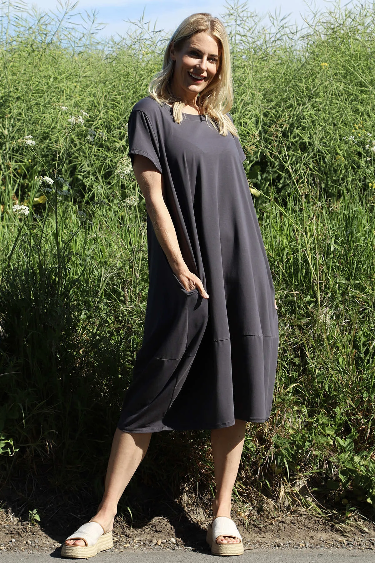 Ramsgate Cotton Dress Charcoal 4 Ramsgate Cotton Dress Charcoal - Image 2