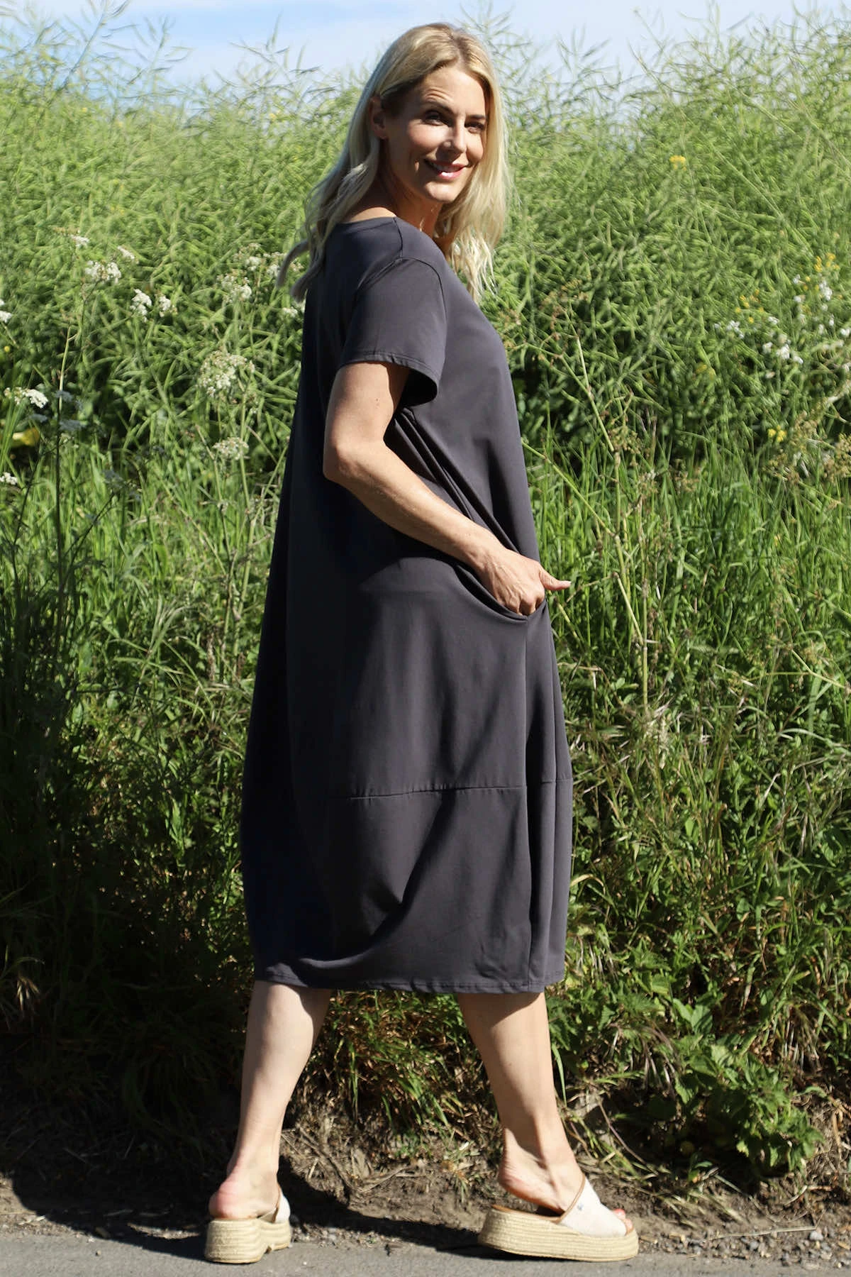 Ramsgate Cotton Dress Charcoal 6 Ramsgate Cotton Dress Charcoal - Image 4