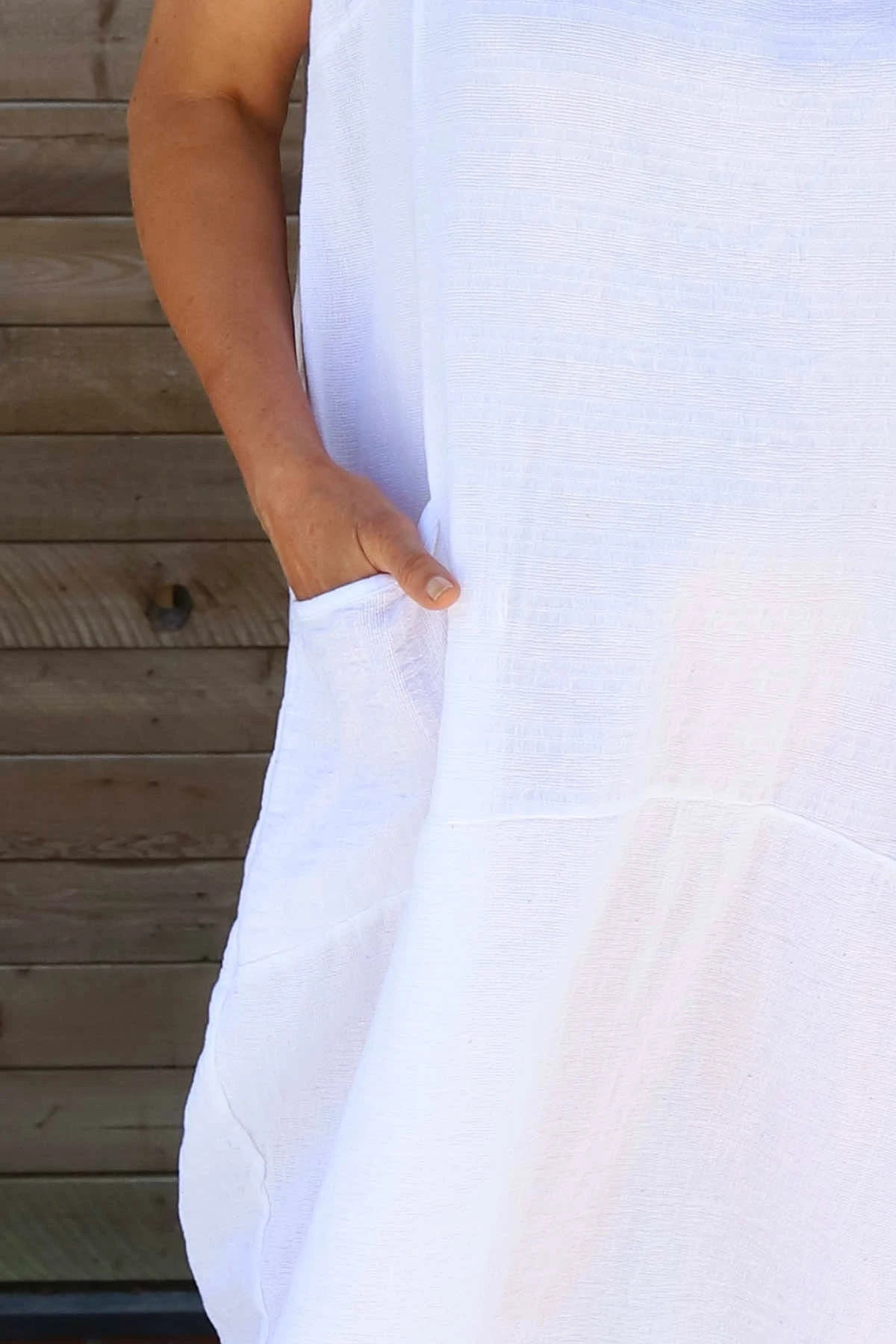 Romola Sleeveless Cotton Dress White 5 Romola Sleeveless Cotton Dress White - Image 3