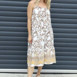 Alethea Print Strap Dress Mocha