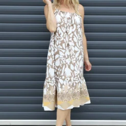 Alethea Print Strap Dress Mocha -Kitandkaboodal Store IMG 1258 545835ac c606 4249 b902 4d4ca18bd7df