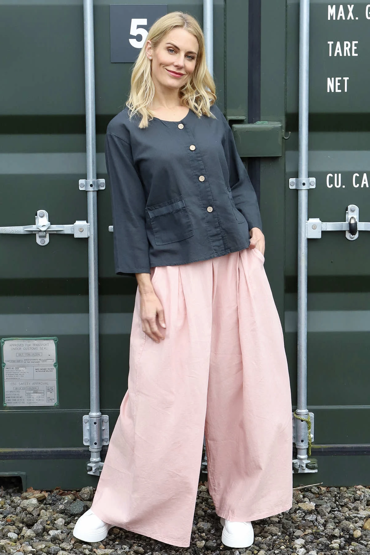 Trish Wide Leg Linen Trousers Pink 3 Trish Wide Leg Linen Trousers Pink