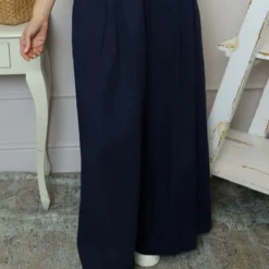 Trish Wide Leg Linen Trousers Navy 8 Trish Wide Leg Linen Trousers Navy -Kitandkaboodal Store IMG 1315 2bdff986 57d1 4a0c a78d 61366e02e227
