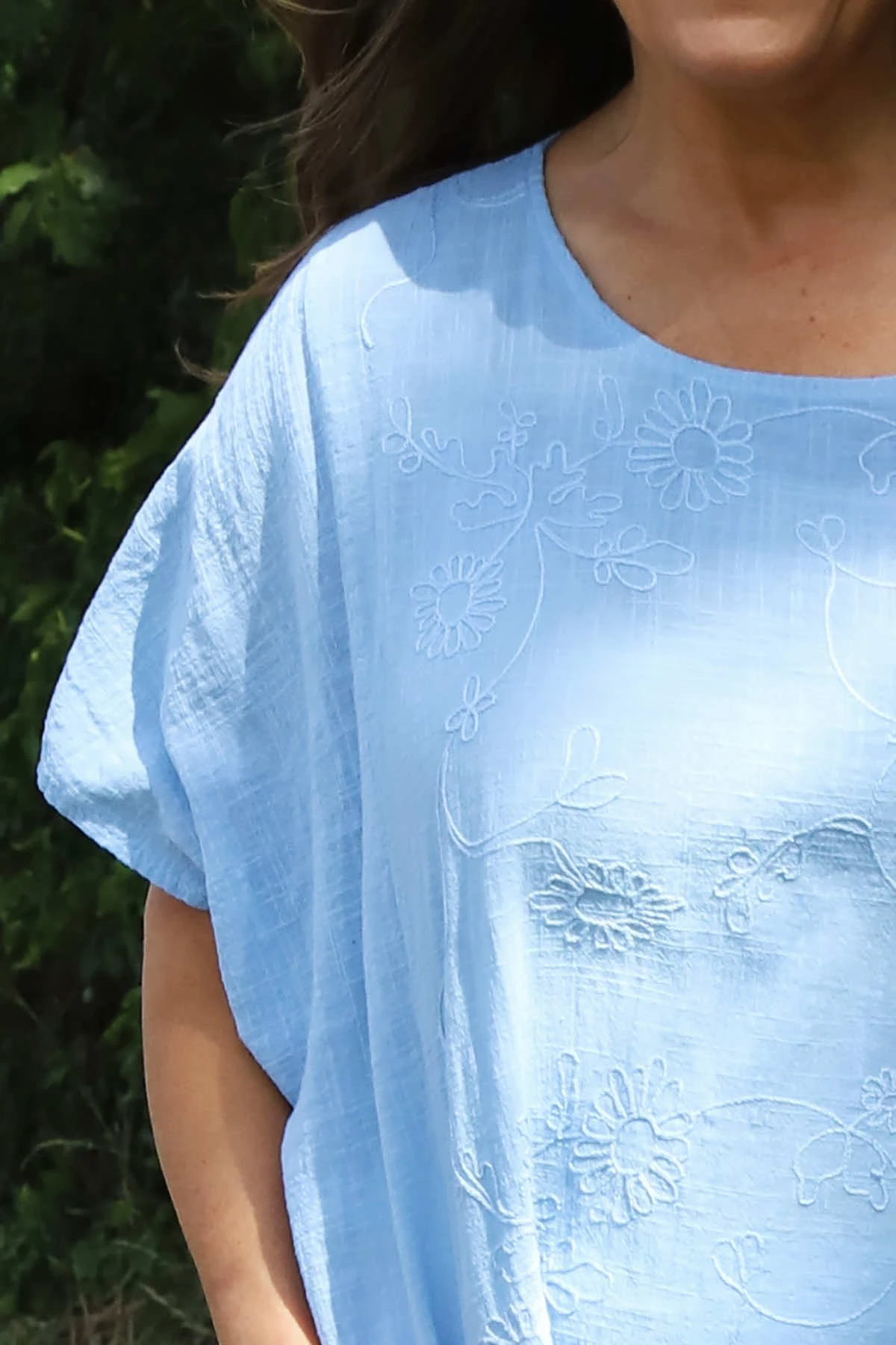 Gabriana Embroidered Cotton Top Light Blue 6 Gabriana Embroidered Cotton Top Light Blue - Image 4