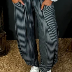 Jacinda Stripe Cotton Trousers Charcoal -Kitandkaboodal Store IMG 1352 68fa857f be54 4acb ab9a 20b694aa96de