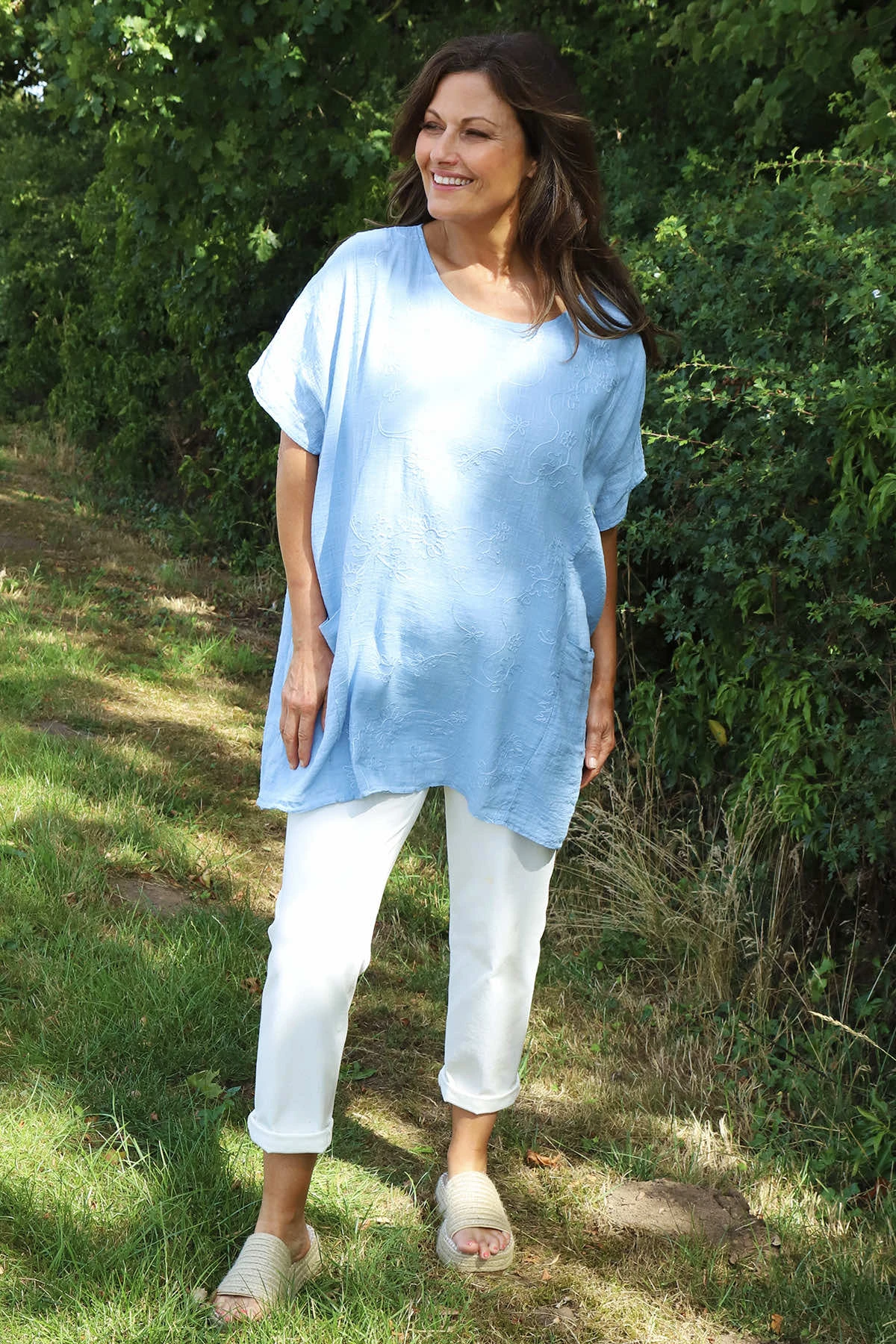 Gabriana Embroidered Cotton Top Light Blue 3 Gabriana Embroidered Cotton Top Light Blue