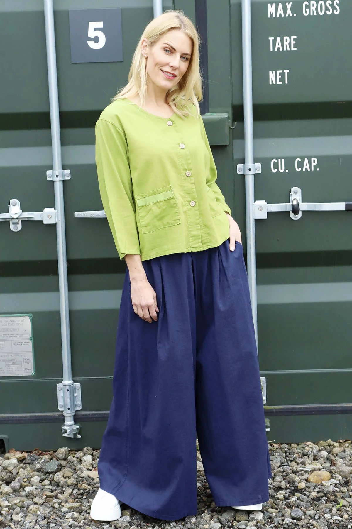 Trish Wide Leg Linen Trousers Navy 3 Trish Wide Leg Linen Trousers Navy