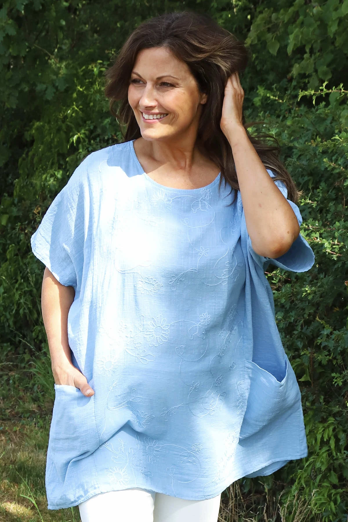 Gabriana Embroidered Cotton Top Light Blue 4 Gabriana Embroidered Cotton Top Light Blue - Image 2