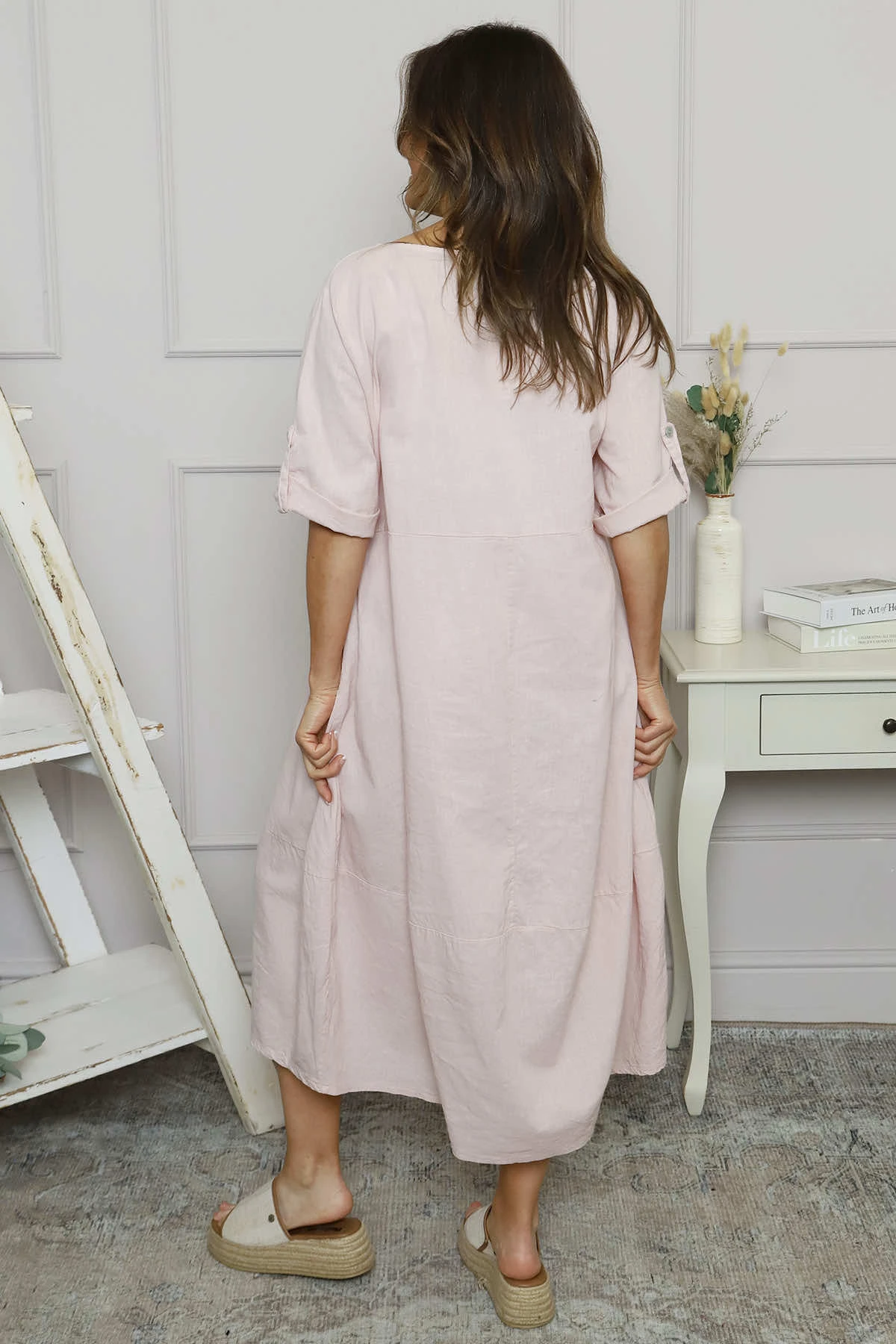 Penelope Pocket Linen Dress Pink 6 Penelope Pocket Linen Dress Pink - Image 4