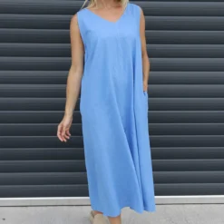 Olaya V-Neck Linen Dress Powder Blue 7 Olaya V-Neck Linen Dress Powder Blue -Kitandkaboodal Store IMG 1386 0412c69a a07f 45cb 8de9 18310bfd7f0e
