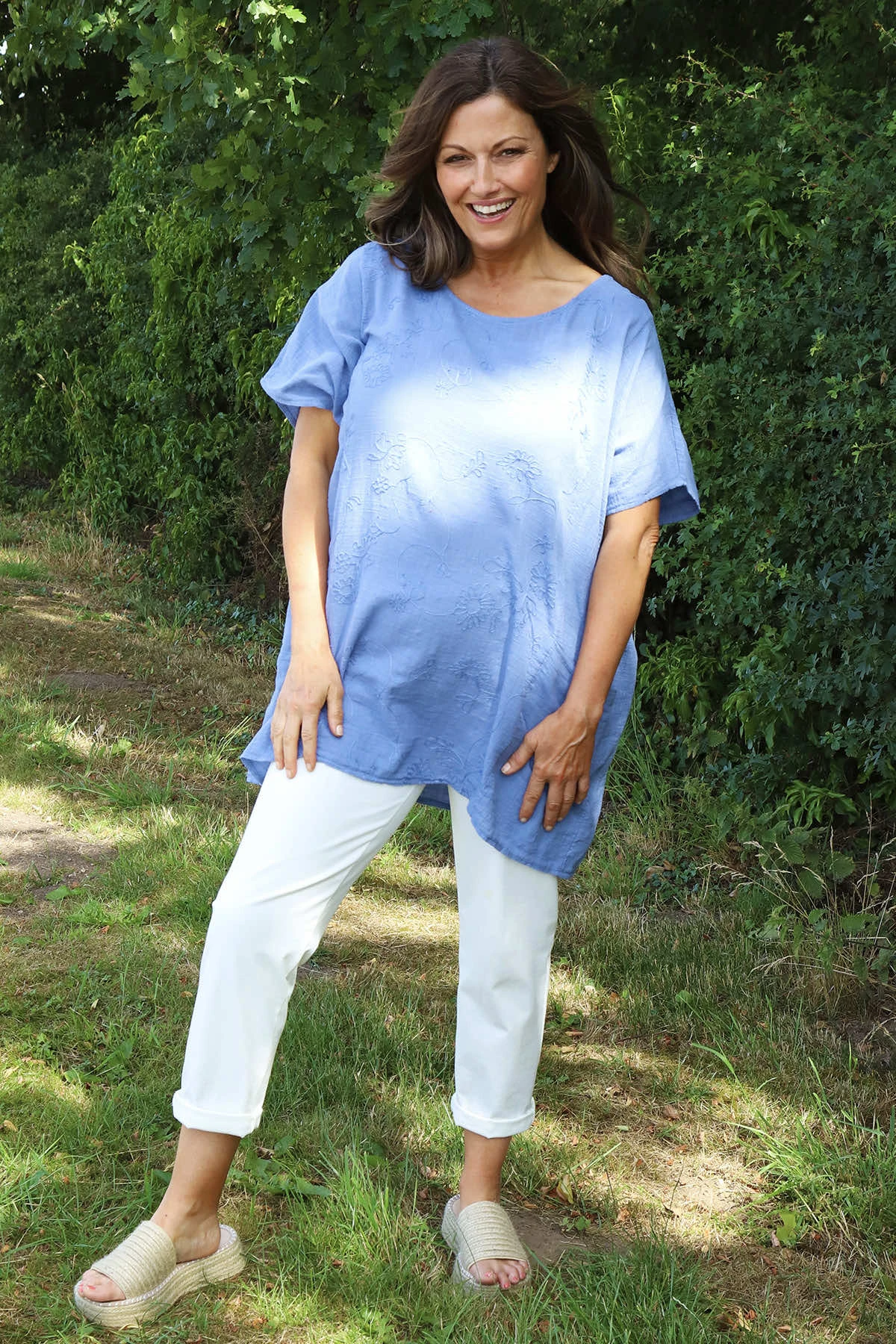 Gabriana Embroidered Cotton Top Blue 5 Gabriana Embroidered Cotton Top Blue - Image 3