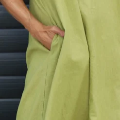 Olaya V-Neck Linen Dress Olive 8 Olaya V-Neck Linen Dress Olive -Kitandkaboodal Store IMG 1398 76fe573a b4e0 47eb b658 9d8a5cd847e7