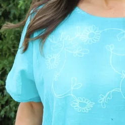 Gabriana Embroidered Cotton Top Aqua 8 Gabriana Embroidered Cotton Top Aqua -Kitandkaboodal Store IMG 1410 dbb079ff b9d9 4ce0 8c2b 0ae235331594